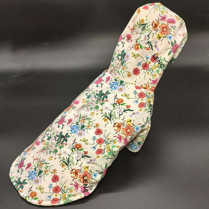 Designer Dog Coat Pet Clothing Trendy Autumn Winter Floral Pet Jacket Windproof Waterproof Teddy Clothes