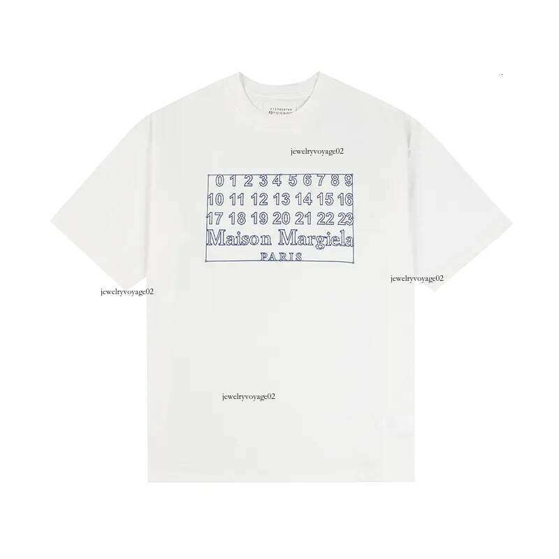 Maisonmargeila Shirts Sales Designer Fashion Margeilaly Pattern Printing Y2k Hip Hop Digital Pattern Round Trendy Brand Short Sleeved Breathable Maison Dc4 B98