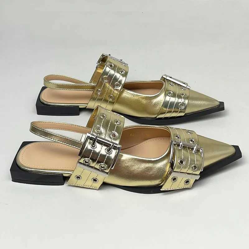 Footwear Silver Fashion Women Flat With Shoes Designer Female Slingback Pointed Toe Ladies Flats Shoes Big Size 43 Z250725
