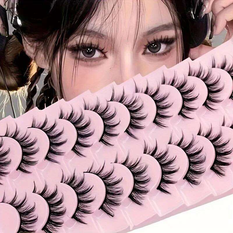 10 Pairs Deluxe C Curl False Eyelashes - lti-Length Manga & Cosplay Set,Natural-to-Bold Fake Lashes Pair X250723