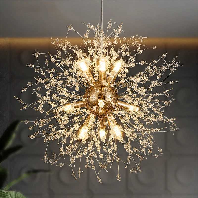 Modern Sky Star Fireball Crystal Chandelier Indoor Lighting Dandelion Pendant Light Dining Room Bedroom Bar Lighting Fixtures XJ250725