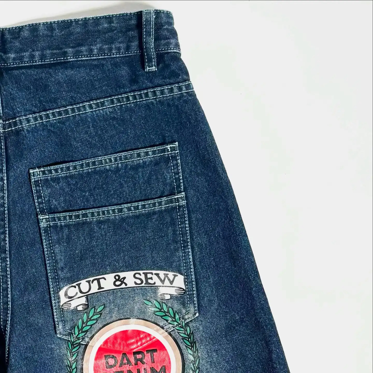 Hip Hop Print Baggy Jeans Shorts Men Casual Blue Wash Fit Wide Leg Denim Short Y2K Vintage Skateboard Long Jorts Streetwear 250714