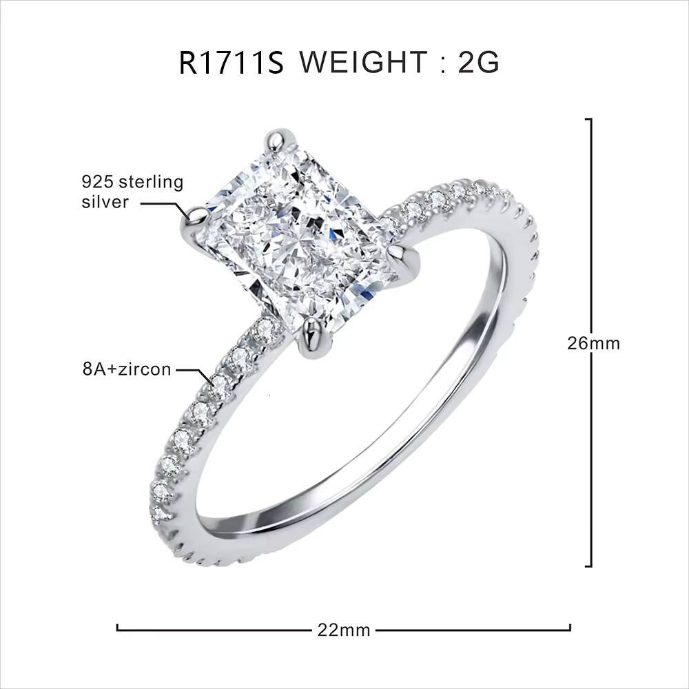FOXI Local Stock in US 925 Silver Jewelry Fine Rings 8A Cubic Zirconia Crushed Ice 925 Sterling Silver Ring for Women
