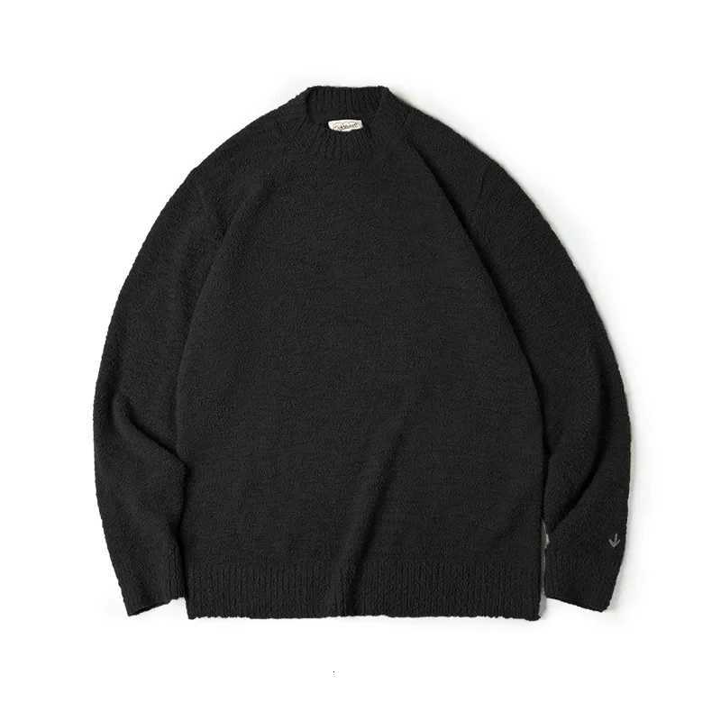 Maden Vintage Half Turtleneck Solid Color Sweater Mens Autumn and Winter Thin Fluffy Knitted Sweaters Halloween Men Pullovers Z250725