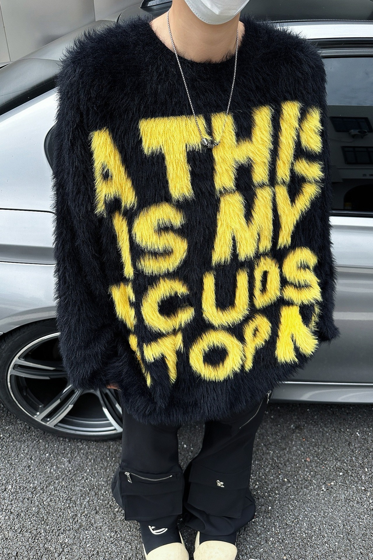 American Style Loose Letter Round Neck Lazy Style Soft Sweater for Men and Women Autumn Winter Mohair Versatile Couple Top 250411