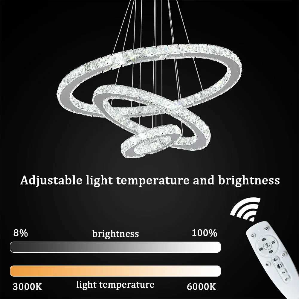 Crystal Chandelier Light Living Room Remote Control Bedroom Pendant Lamps Dining Table K9 Chrome Lustre Ceiling Lamps LuminairesXJ250725