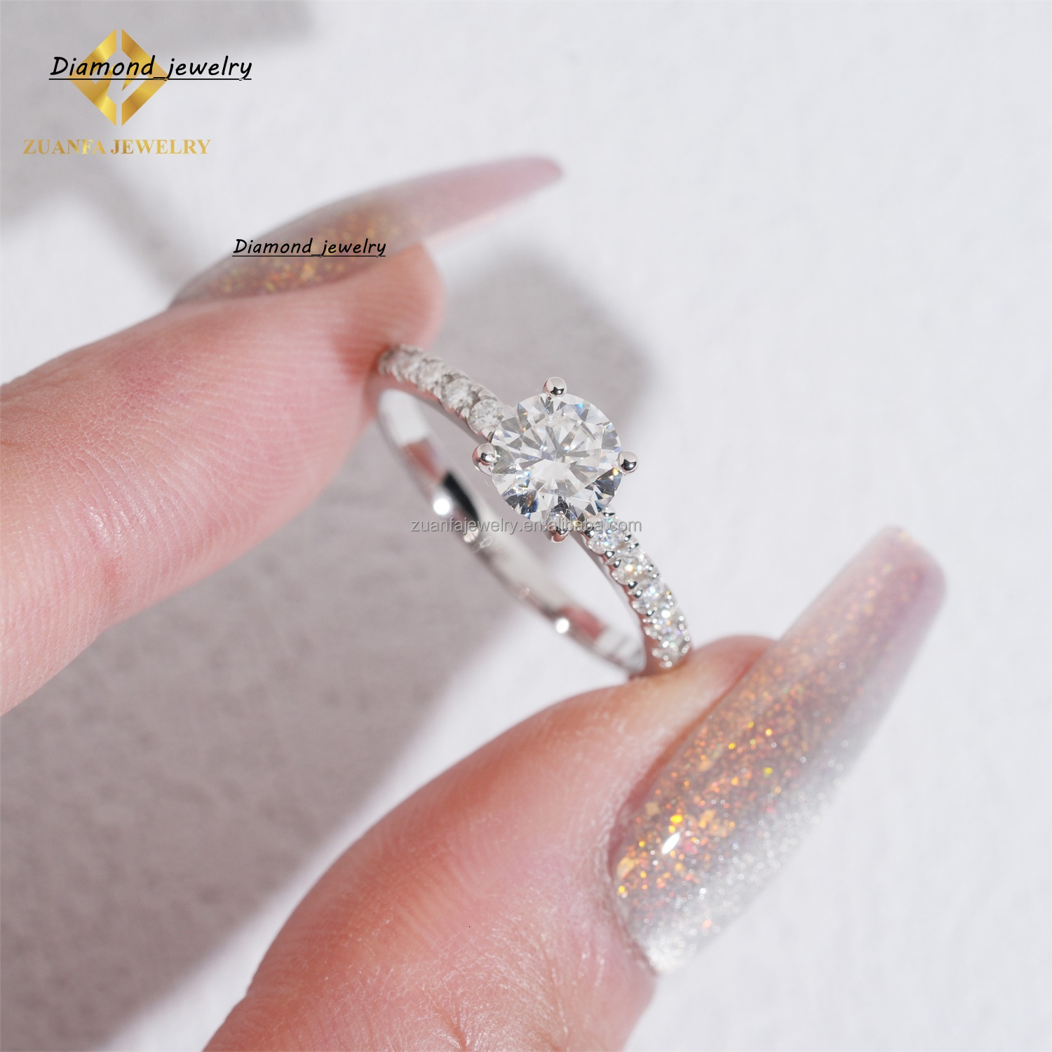 New Design S925 Elegant Style Classic 4 Prong Setting 1Ct VVS Moissanite Diamond Engagement Ring Women Gift With GRA Certificate