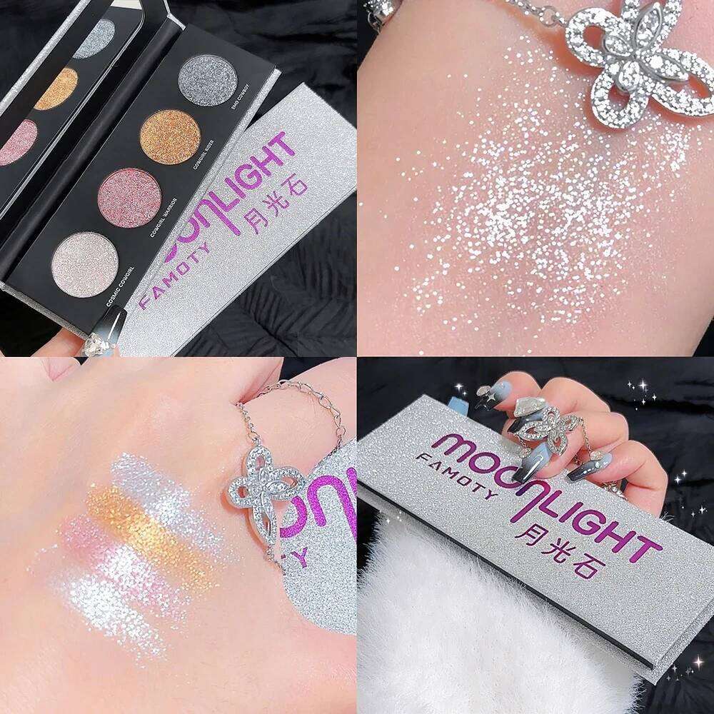 Dia Four Color Highlighter Palette Glitter Shimmer Eye Shadow Sier Moonlight Brightening Lying Silkworm Face Body Makeup