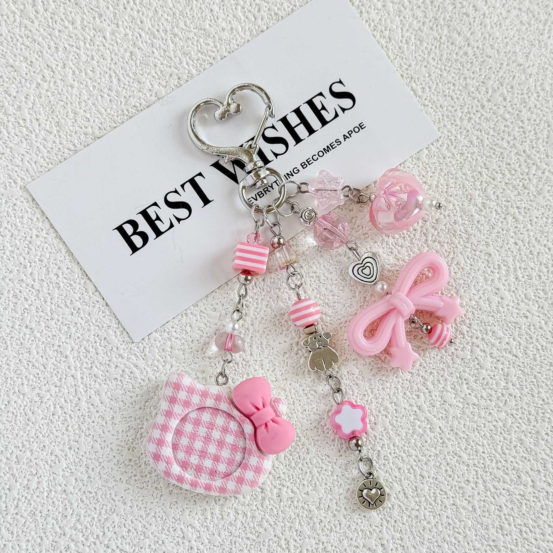 japanese Korean Style Bowknot Beaded Keychain Personality Versatile Hot Girl Subculture Phone Pendant 250715