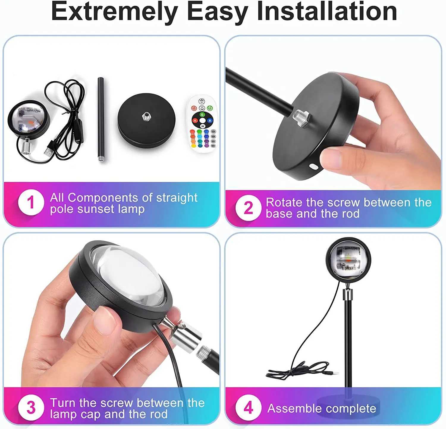 Smart Bluetooth Night Light Rainbow Sunset Projector Lamp for Home Coffee Shop Background Wall Decoration Atmosphere Table Lamp XJ250725