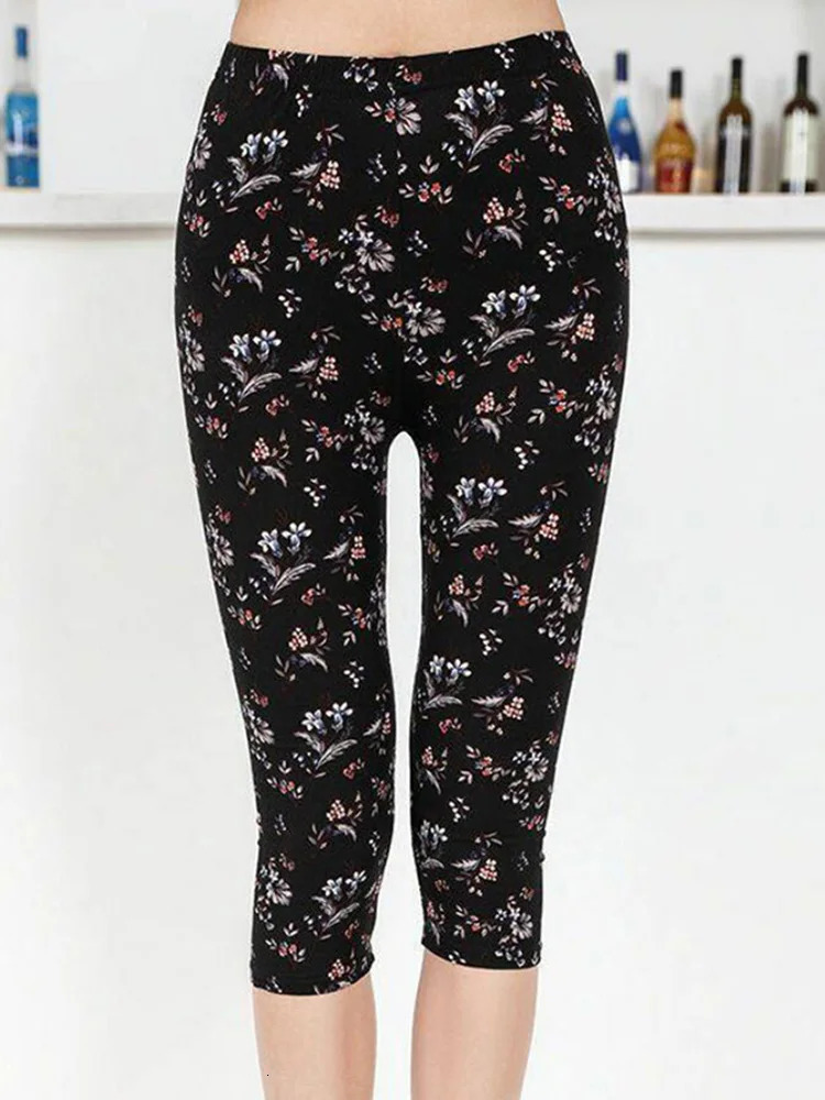 Workout Leggings Mujer Print Push Up High Waist Pants Sportswear Short Trousers Black Fitness Legging 250725