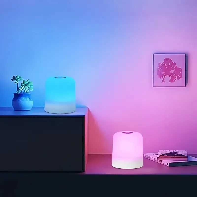 LED Table Lamp With Remote Dimmable Bedside Lamp For Bedroom Tricolor RGB 16Color Change Touch Night Light Rechargeable Portable XJ250725