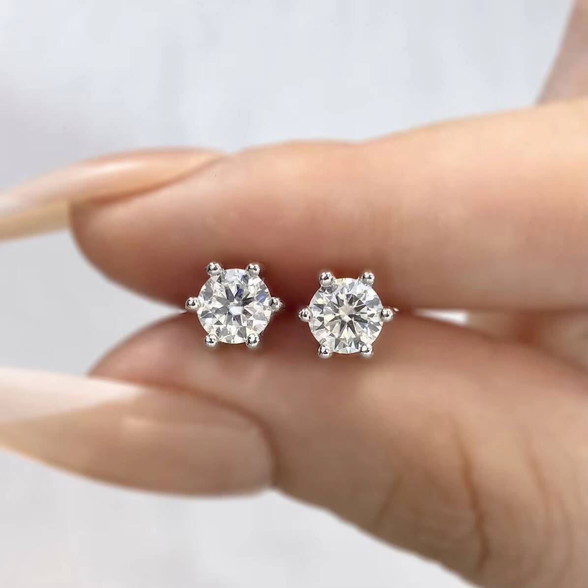Moissanite Stone Stud Earrings 925 Sterling Silver 18k Gold Rhodium 0.5 1 2 Ct GRA Women Luxury Fine Wedding Jewelry ATTAGEMS