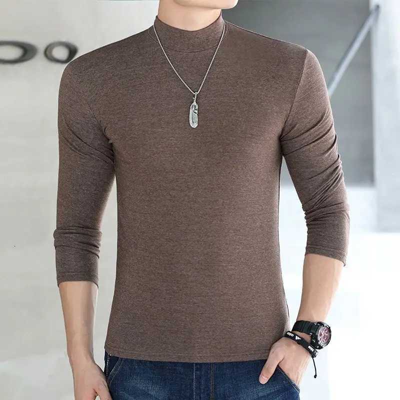 Casual Tees Turtleneck Long Sleeve T-Shirt Mens Plus Size 5XL Shirt Korean Spring Summer Solid Half High Collar Bottom Shirt Z250725