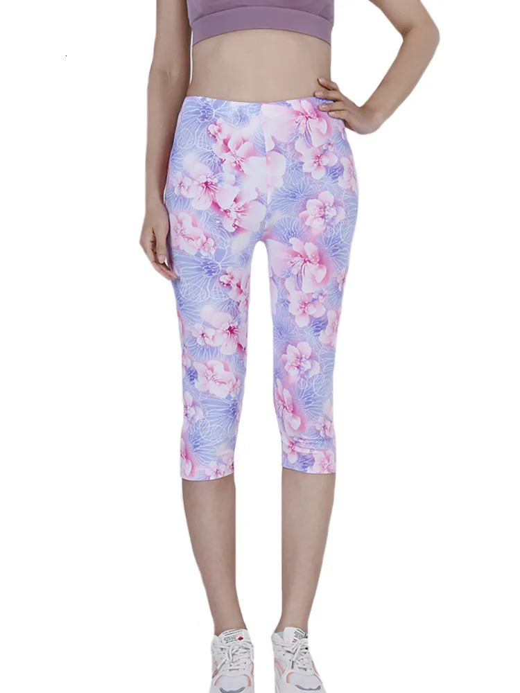 YRRETY Gym Clothe Fitness Yoga Leggings Sports Wear s High Waist Stretch Leggins Summer Flower Printing MidCalf 250725