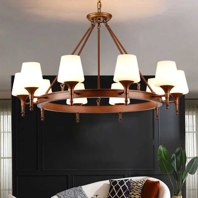 American Hanging Chandelier European Simple Living Dining Table Bedroom Study Pendant Lamps Home-appliance Decor Lights LustreXJ250725