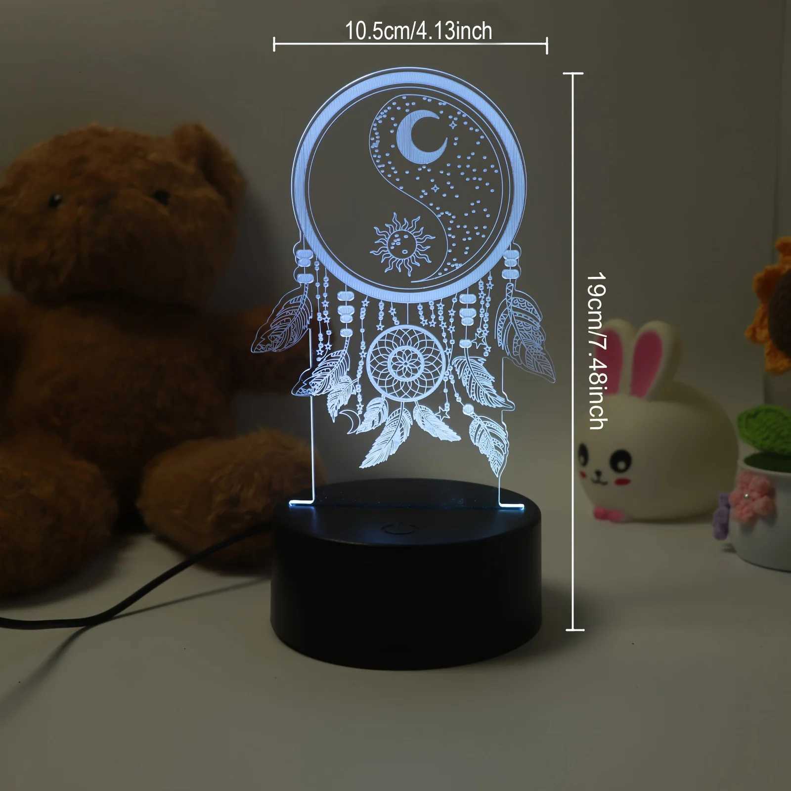 1pc Dream catcher 3D Night Light 3D Optical Illusion Lamp With Touch 7-Color Changing Ambient Light For Bedroom XJ250725