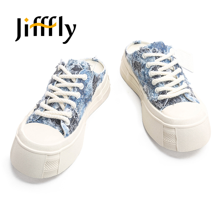 Jifffly Women's Canvas Slip-On Sneakers - Fall Outerwear Low Top Soft Sole with Height Boost