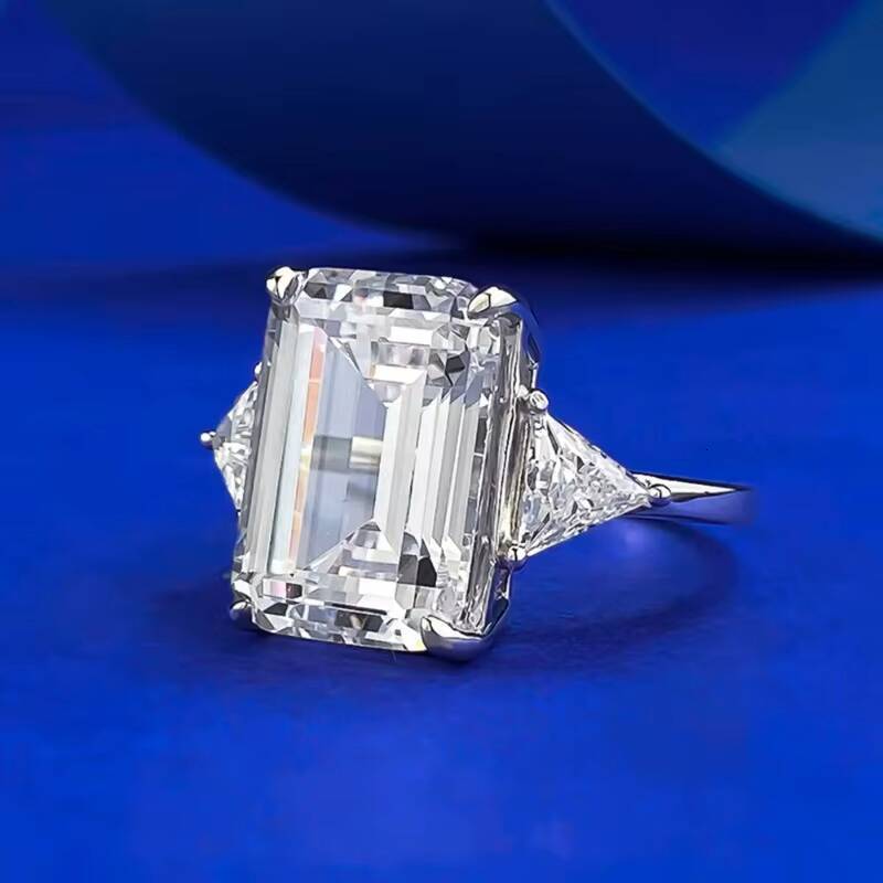 MEENOY Luxury Crushed Ice White Baguette Cubic Zircon Silver Fine Jewelry Fingers Ring for Women