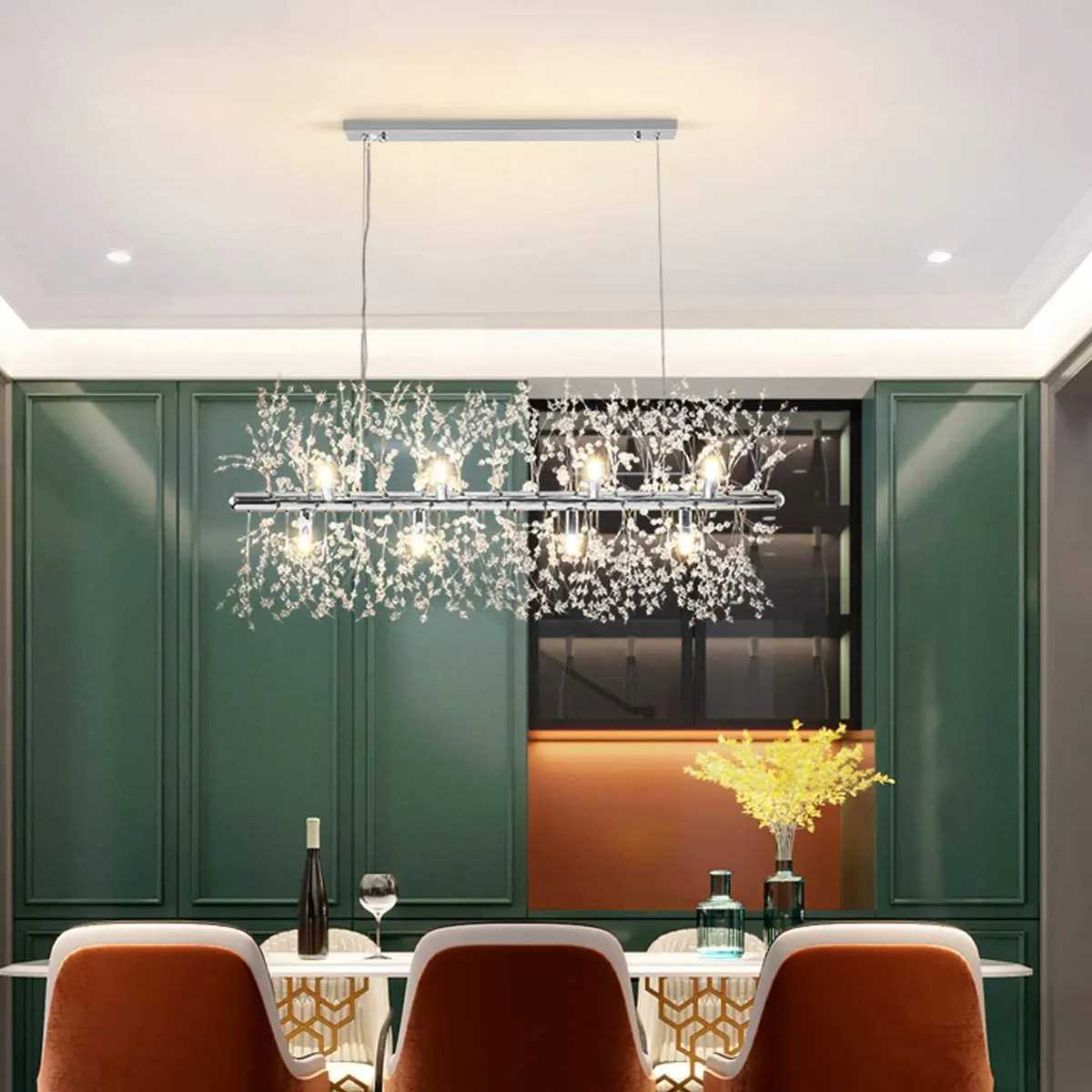 XCLuuHY Fireworks Chandelier Modern Crystal Stainless Steel Dandelion LED Ceiling Light Gold Chrome for Kitchen Dining BedroomXJ250725