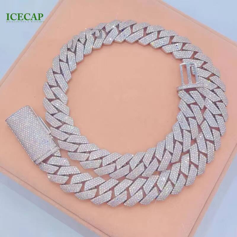 Miami Fashion Cuban Chain Gold Plated Hip Hop Pop Cuban Necklace Moissanite Diamond Necklace Cuban Chain Link