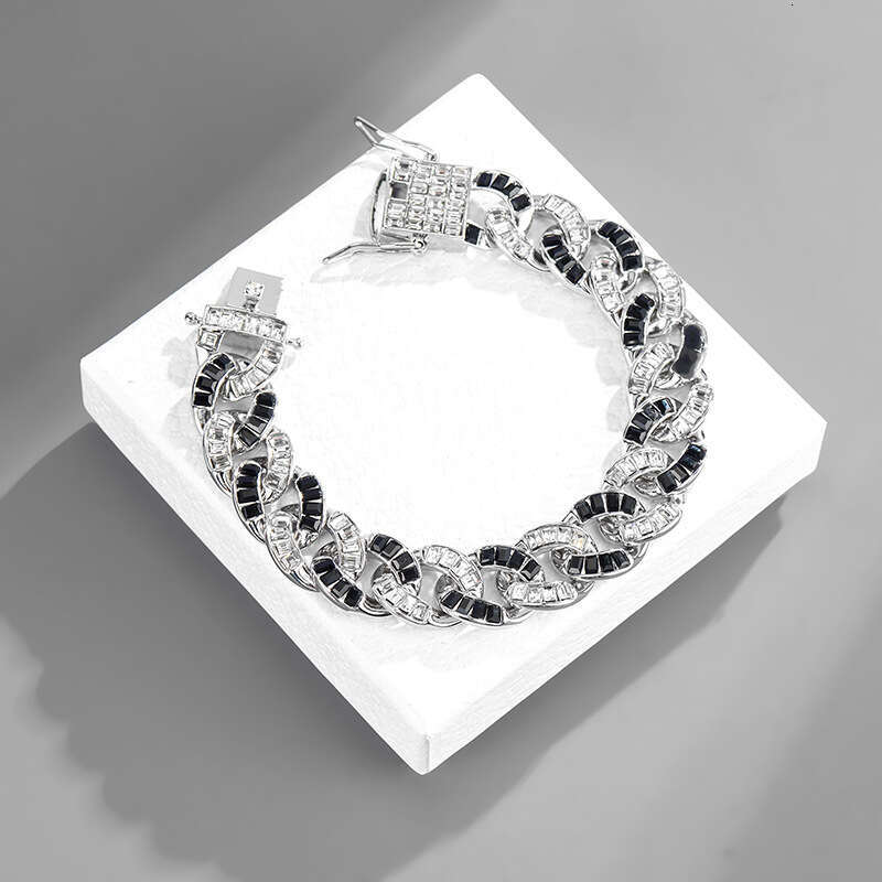 15mm Square Dia Cuban Chain High-Quality Trendy Alloy Rhinestone Unisex Hip-Hop Necklace