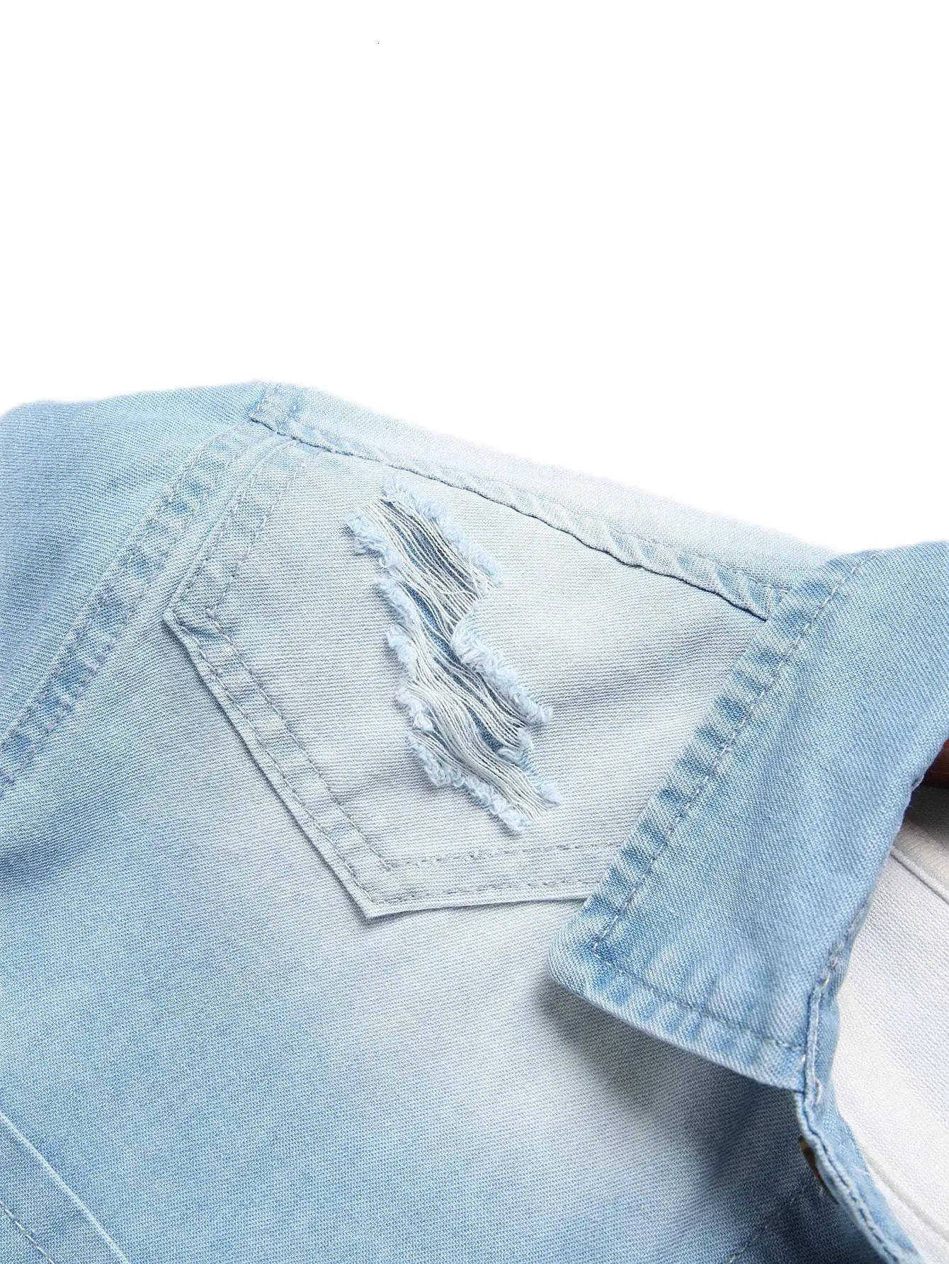 Mens summer blue shortsleeved denim shirt Regular size Casual trendy street style 250725