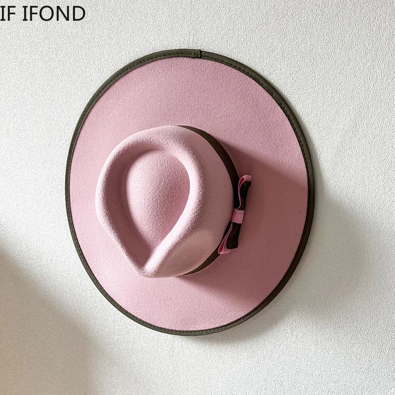 Elegant Fascinator Bow Tie Fedora Hat for Women 9.5cm Wide Brim Men Wool Church Jazz Hats Wedding Party Dress Cap 250724