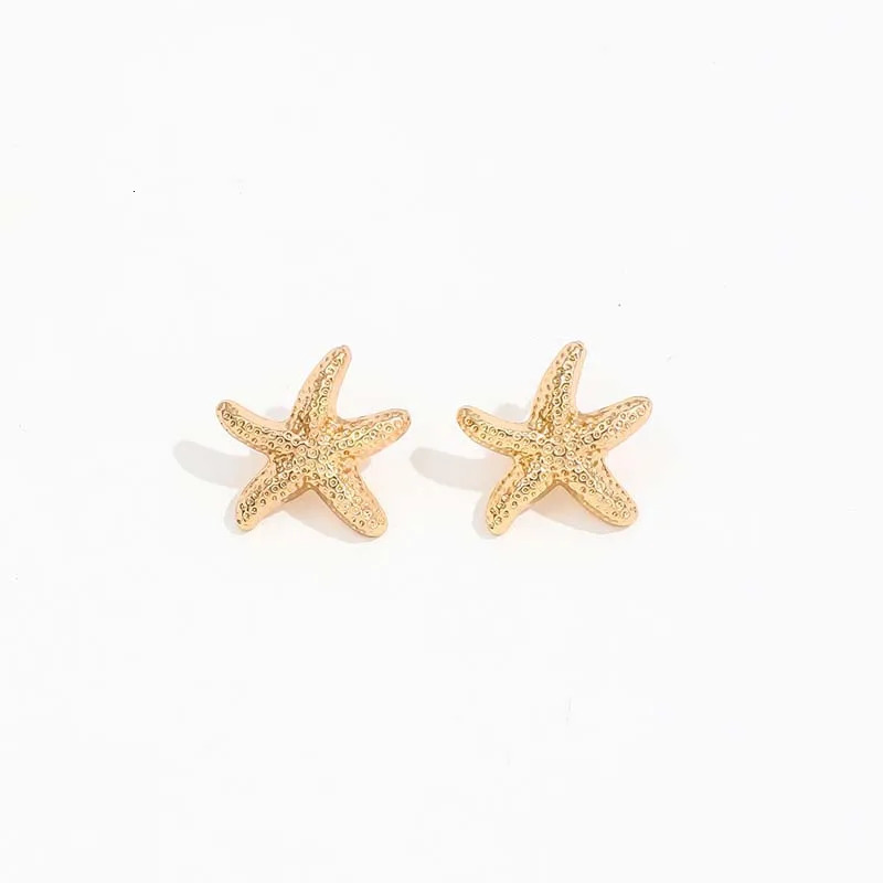 Punk Metal Starfish Stud Earrings For Women Fashion Gold Color Star Geometric Temperament Summer Jewelry Gift 250715
