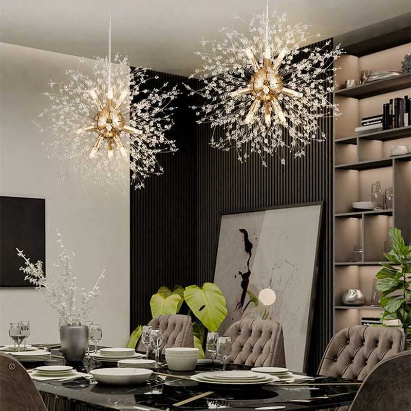 Modern Sky Star Fireball Crystal Chandelier Indoor Lighting Dandelion Pendant Light Dining Room Bedroom Bar Lighting Fixtures XJ250725