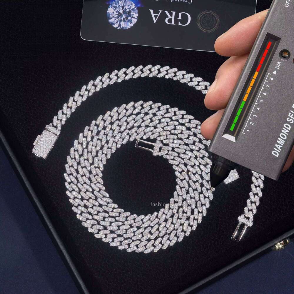 6mm Dia Custom Iced Out Cuban Link Chain Sterling Sier Moissanite Hip Hop Jewelry Necklace Bracelet