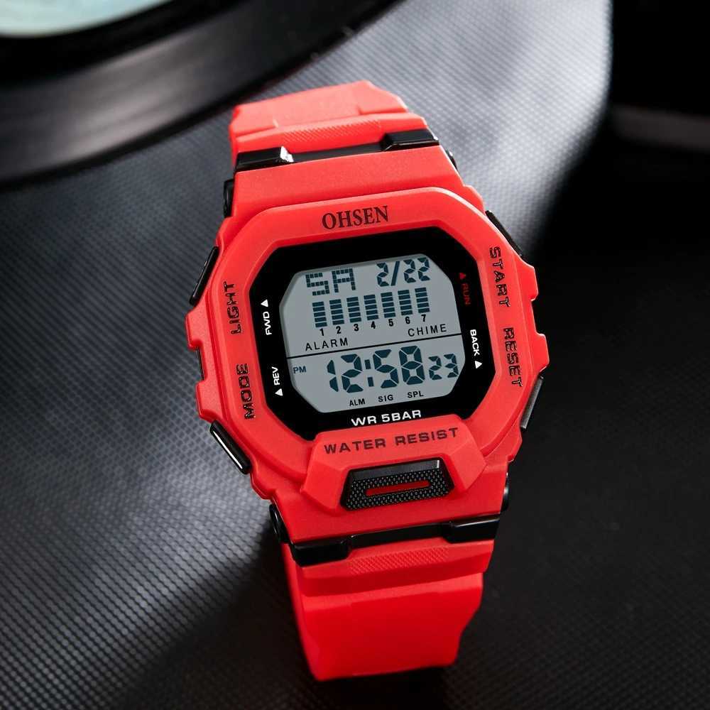 Fashion Digital Men Watch Mens Watch Red Waterproof Outdoor Sport Silicone Watch Army Electronic Wristwatch Mens Watch X250726