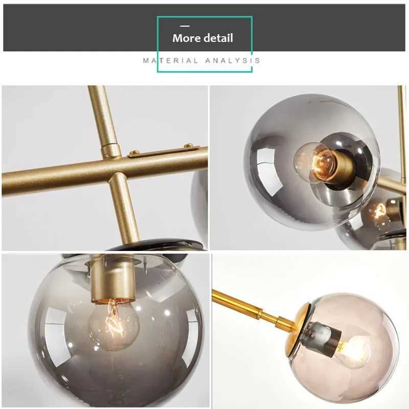 Modern Minimalist Hanging Lamp Nordic Ceiling Chandelier for Kitchen Dining Room Island Glass Ball Living Room Pendant LightXJ250725