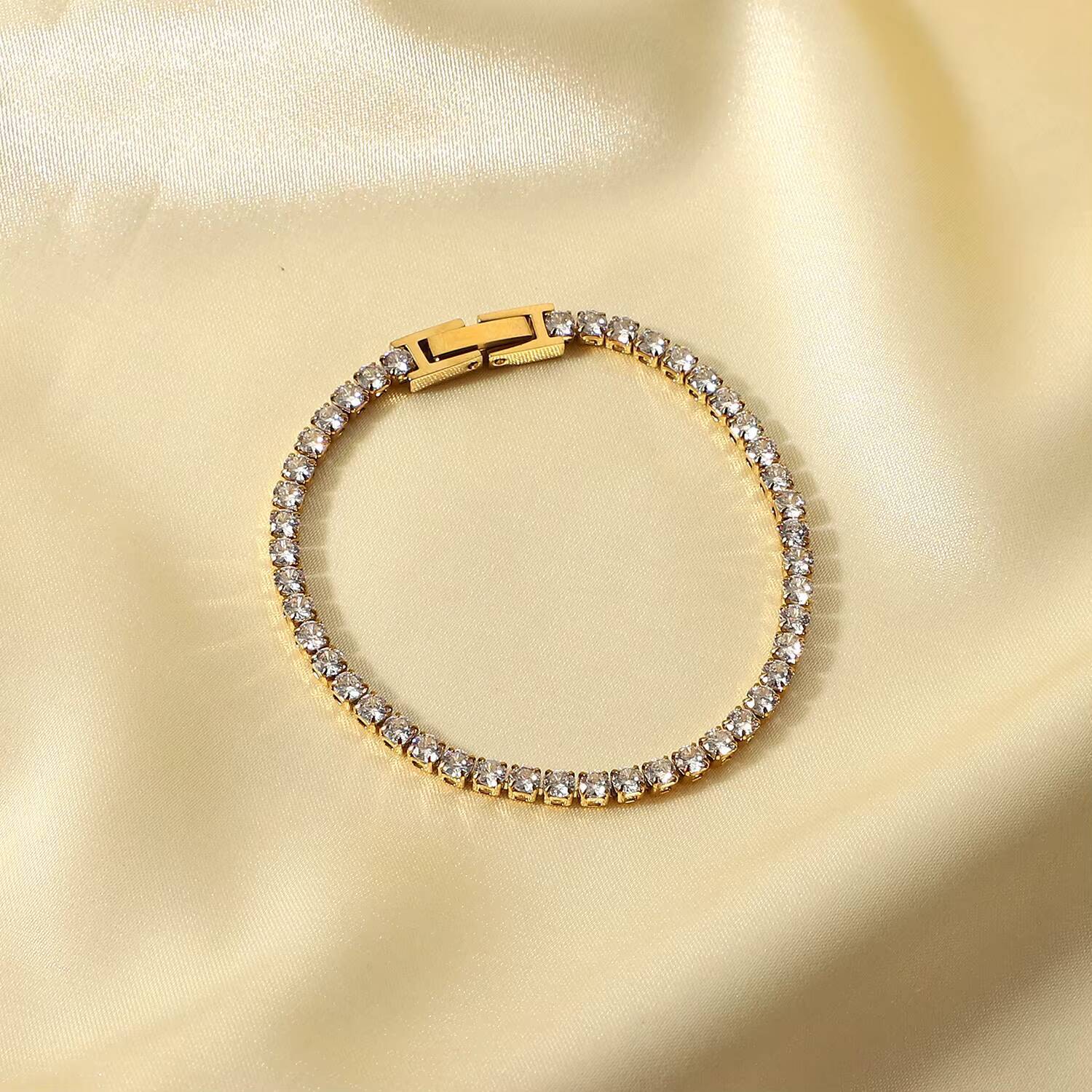 Accessories Women Jewelry 18K Gold Plated Waterproof Stainless Steel Iced Out Chain Moissanite Tennis Bracelet