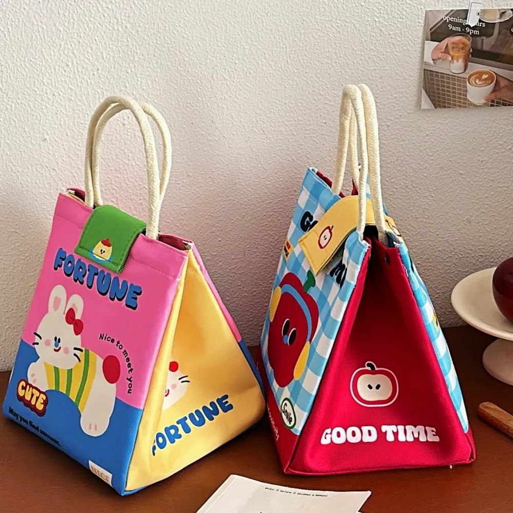 Cute Bento Bag For Office Workers Large Capacity Tote Bag Cartoon Insulated Fresh-Keeping Bag Student Lunch Box Bag 250723