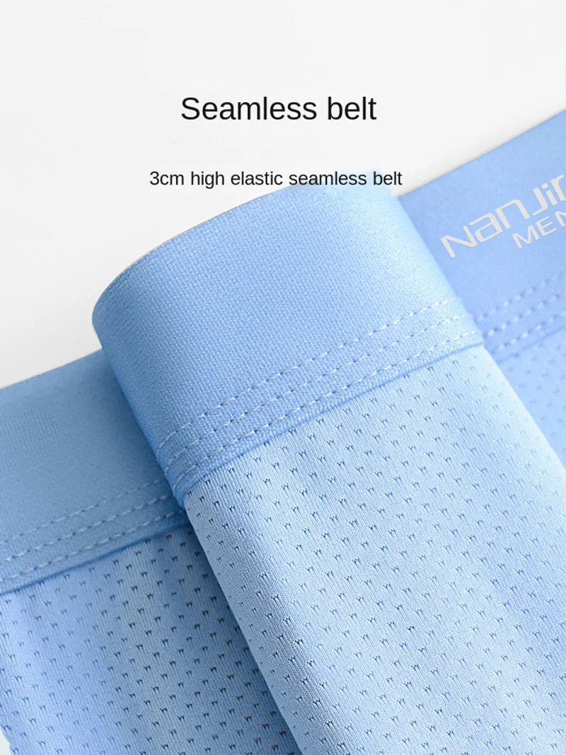 4pcs Mens Black Boxer Shorts Ice Silk Underwear Plus Size Underpants Cool Breathable Sexy Panties Mesh Lingerie Wholesale Lots 250725