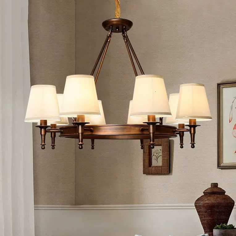 American Hanging Chandelier European Simple Living Dining Table Bedroom Study Pendant Lamps Home-appliance Decor Lights LustreXJ250725