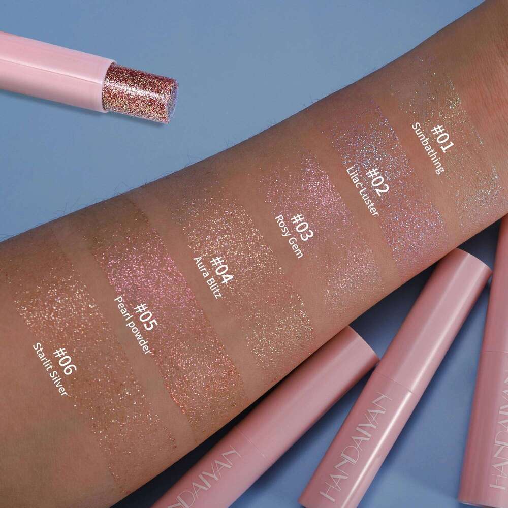 HANDAIYAN 6 Color Pearl Tube Fine Glitter Delicate Jelly Highlight Eyeshadow Stick