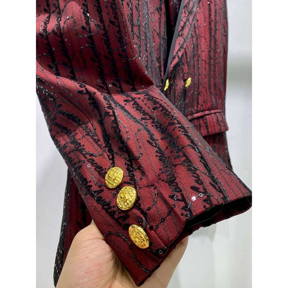 High-End Sequined Blazers Men's 2024 Autumn Embroidery Design Trendy Male Jacket Shoulder Padded Long-Sleeved Suit Jackets