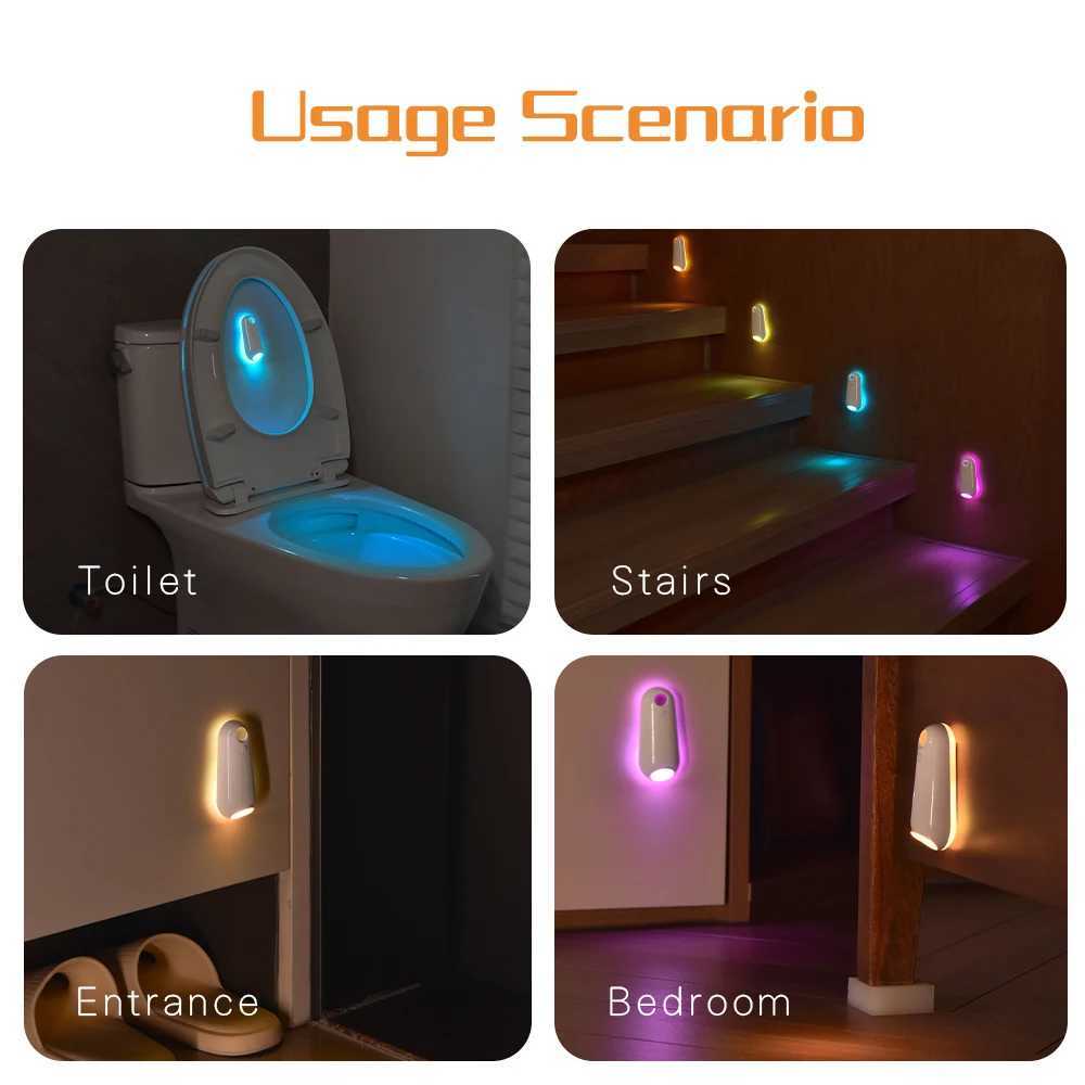 7Color Changing Motion Sensor Smart Toilet Night Light Gradient RGB LED Toilet Lights for Washroom Commode Night XJ250725