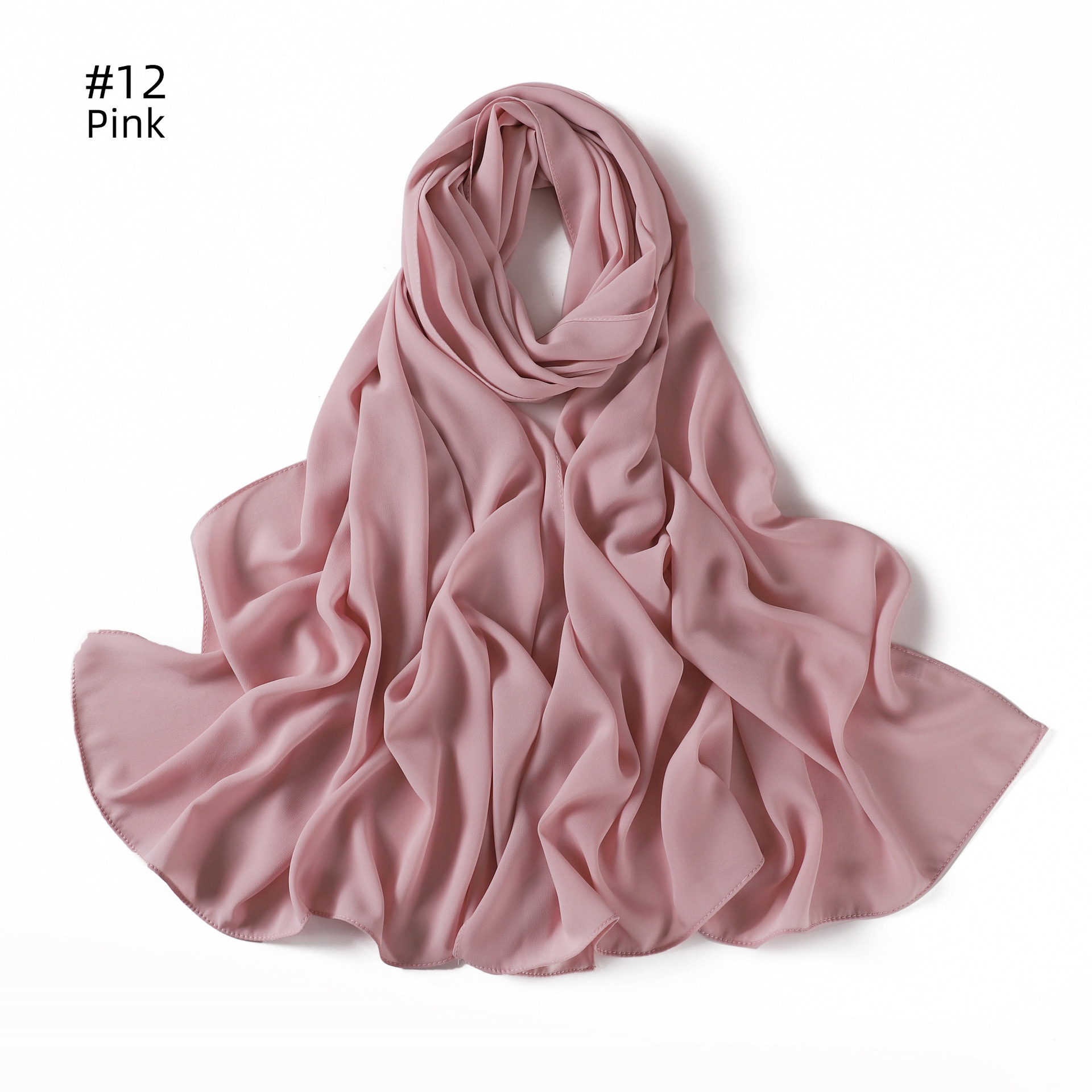 K1479 High quality solid color drape thick messy chiffon right angle edge soft scarf shawl