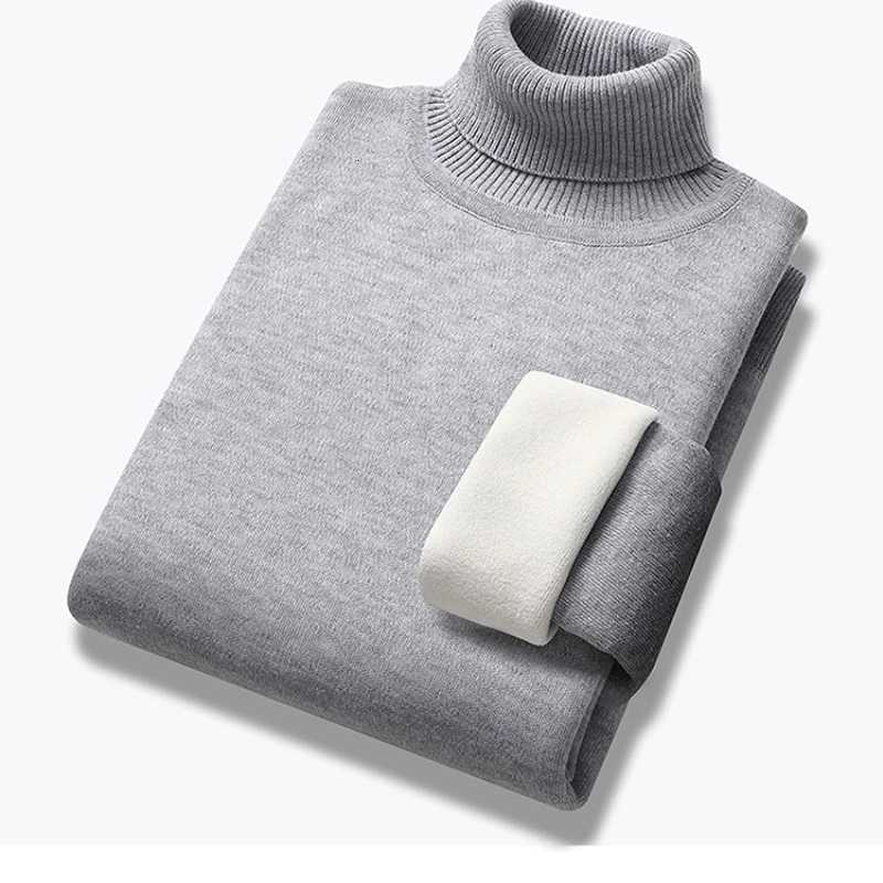 Winter Trend Sweaters Mens Solid Long Sleeved Turtleneck Pullover High Neck Fleece Warm Slim Fit Casual Sweater Jumper 4XL Z250725
