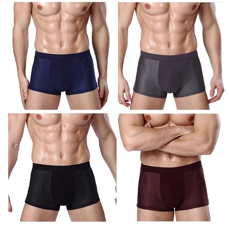L8XL Plus Banboo Fiber Men Underwear Male boxer Solid Panties Shorts Mens Underpants Breathable Intimate Man boxers 4pcs 250725