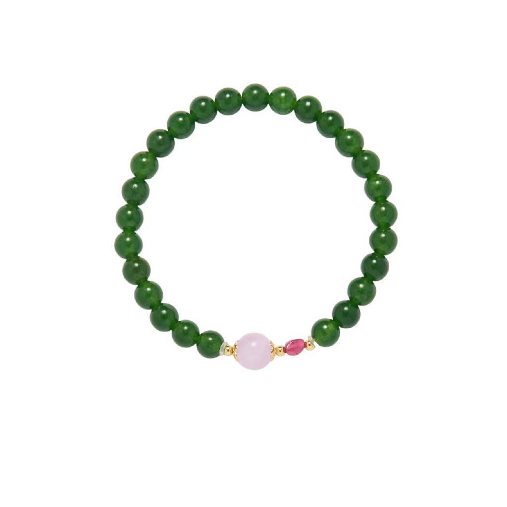 New Design New Chinese Style Stackable Bracelet Versatile Natural Chalcedony Beaded Wristwear for Women