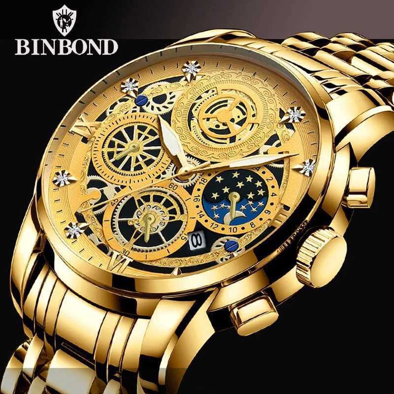 BINBOND B4010 Fashion Casual Quartz Men Watch Stainless Steel Strap Luxury Dial Luminous 30M Waterproof Business Men Wristwatch X250726