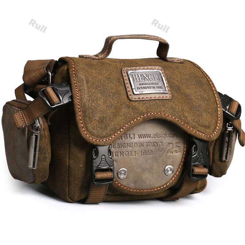 Retro Luxury Bag Men Shoulder Camera Leisure Resistant Canvas Cross Messenger Bag Outdoor Wear Resistance Casual Crossbody Bags OLOEY