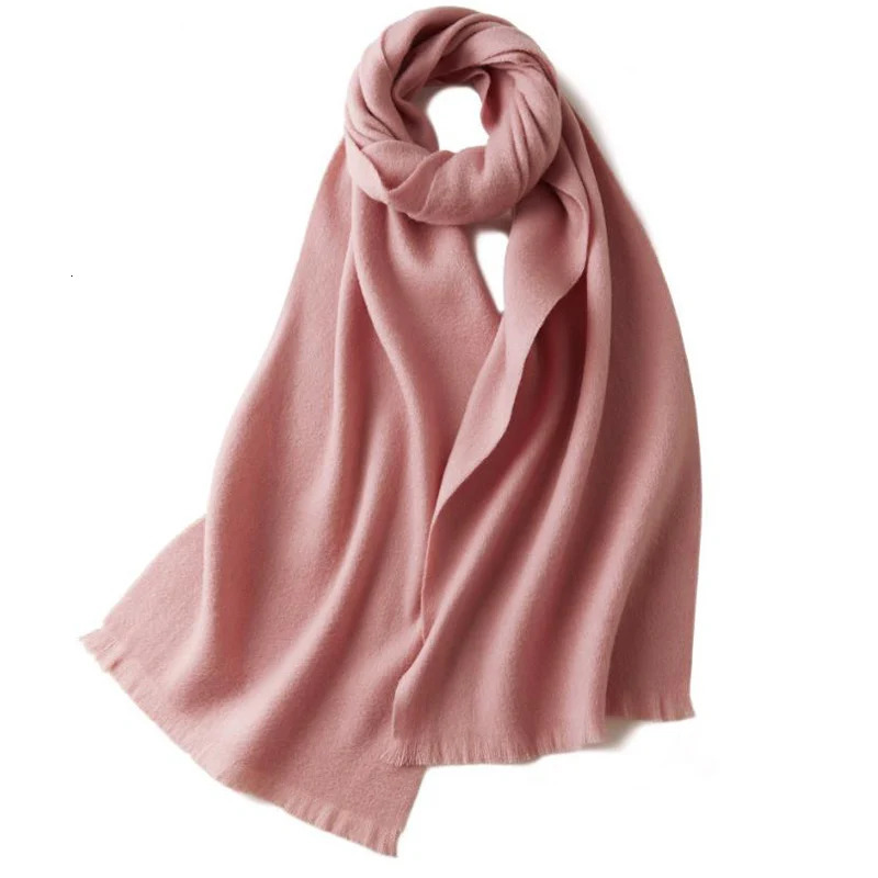 100% Pure Wool Scarf Womens Wild Classic Pure Color Autumn and Winter Couples Warm Long Short Ear Cashmere Scarf 250724