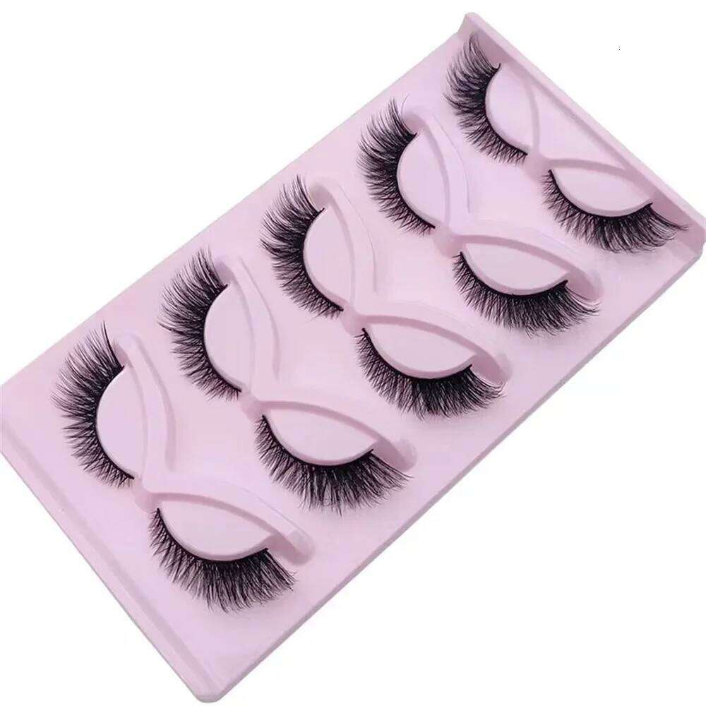 5 Pairs Wispy Fake Fluffy Cat Eye Lashes Extensions False Eyelashe X250725