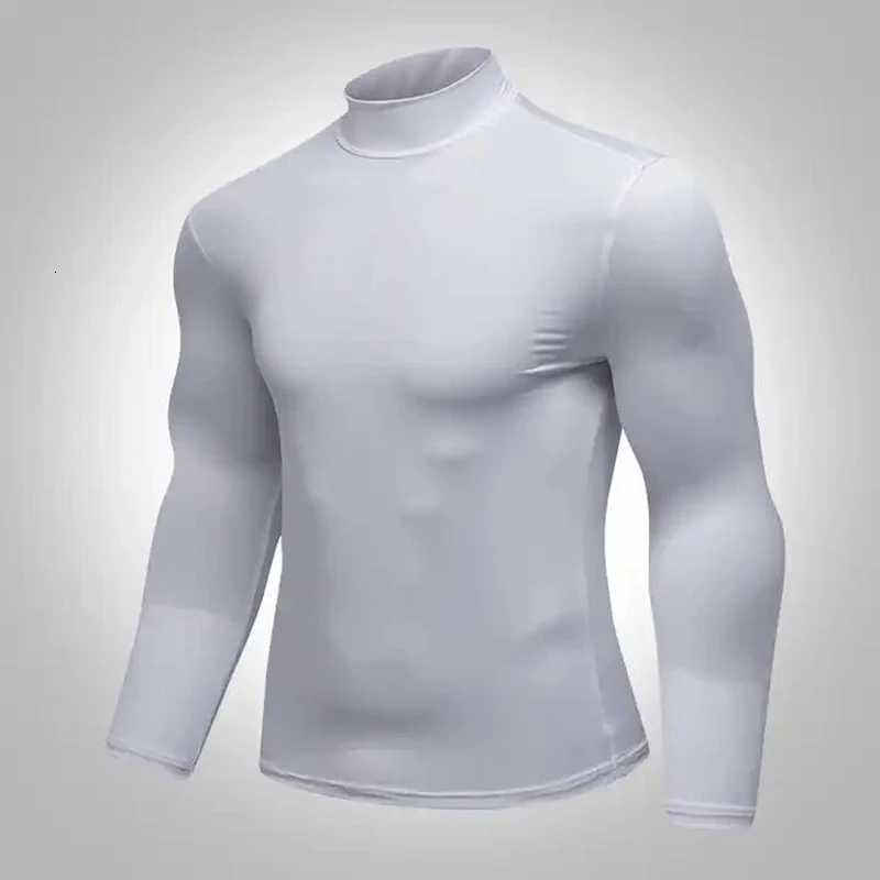 Cody Lundin White Athletic Compression Running Shirts For Men Stretchy Long Sleeve Turtleneck Slim Gym Fitness Clothes Z250725