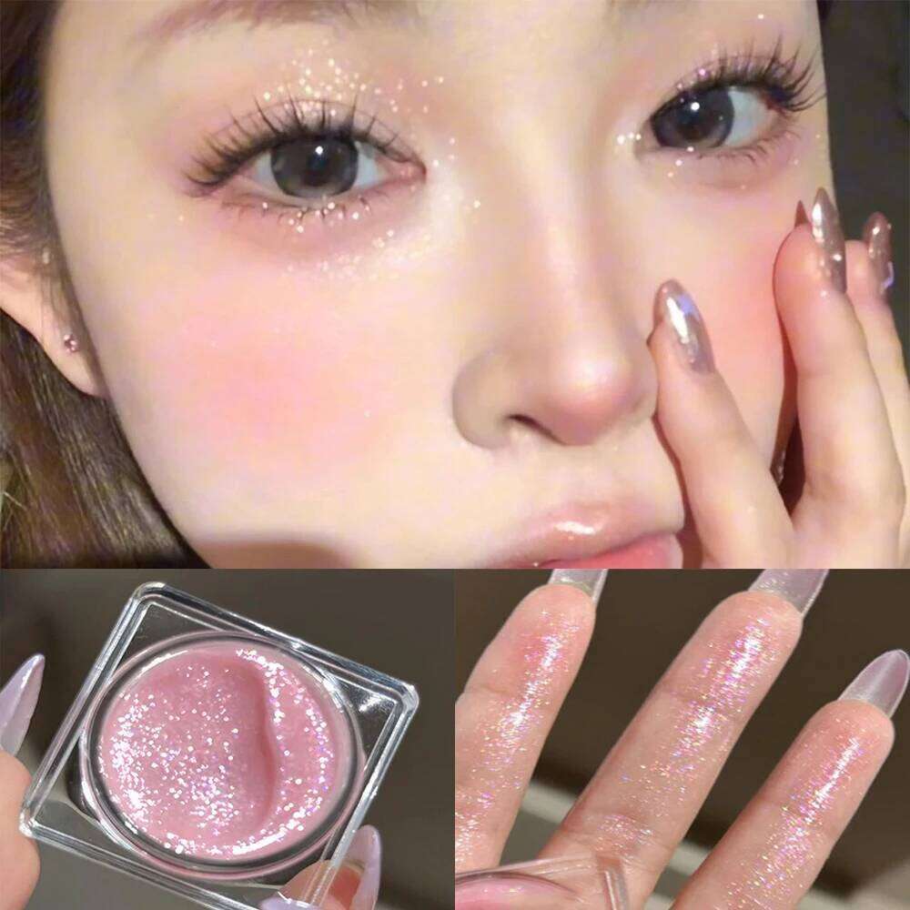 Pink Gel Glitter Eyeshadow Liquid Pearl Highlighter Monochrome Dia Shimmer Silkworm Brighten Highgloss Sequins Quick Drying X250726
